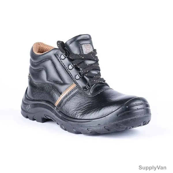 Hillson Single Density Steel Toe Safety Shoes, HAPCHHA, Apache, Leather, High Ankle, Size39, Black — image 1