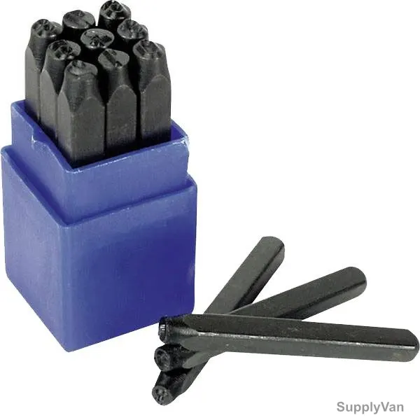 Mannesmann Number Punch Set, 245-12, Metal, 12MM, 9 Pcs/Pack