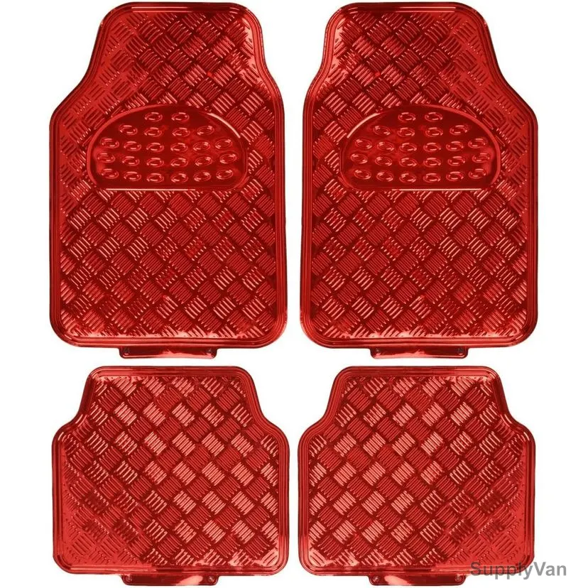 Bdk Rear And Front Car Floor Mat Set, MT-641-RD, Plastic, Red, 4 Pcs/Set — image 1