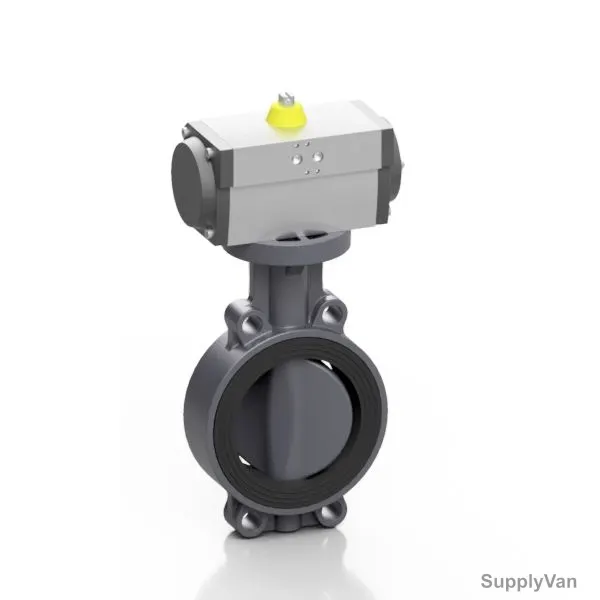 Effast Spring Return Pneumatic Actuated Butterfly Valve, FDRPPFH075S, Proflow H, PVC-U, 75MM