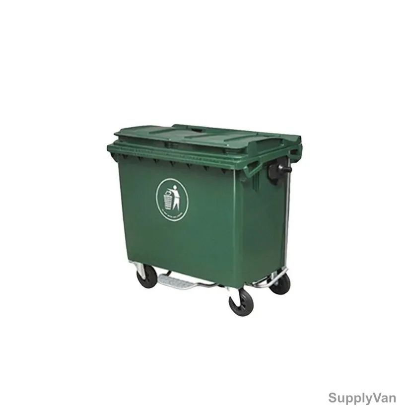 Akc Heavy Duty Garbage Bin, GC49G-660, Plastic, 660 Ltrs, Green/Black