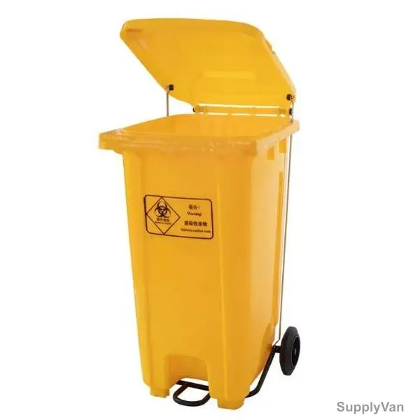 Garbage Bin With Middle Pedal, 120 Ltrs, Yellow