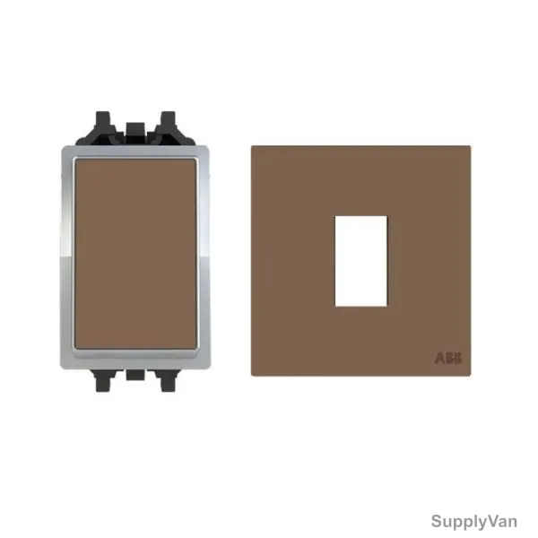 ABB Intermediate Switch With Rocker Switch Frame, AMD11920-MO+AMD5120-MO, Millenium, 1 Gang, 10A, Mocha Brown — image 1