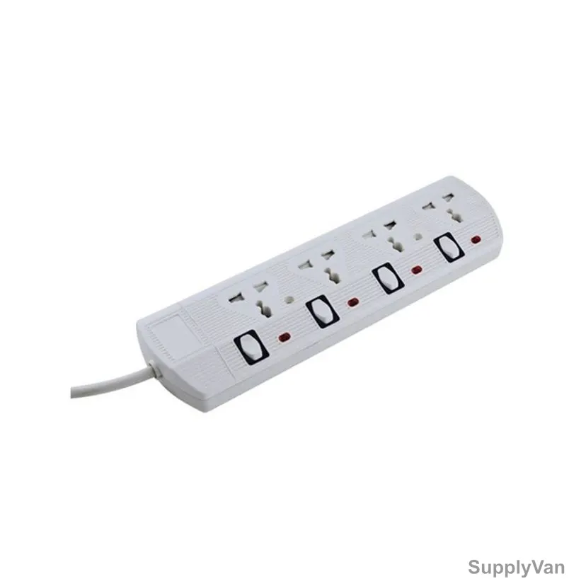 RR Universal Extension Socket With Neon, EB4NSU2B, 4 Gang, 13A, 5 Mtrs Cable Length