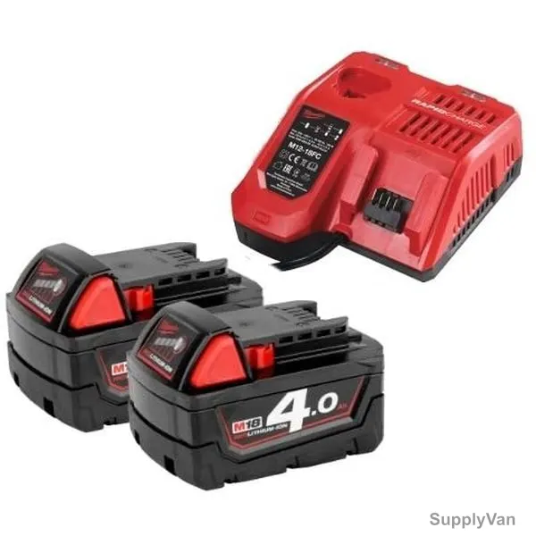 Milwaukee Battery and Charger Kit, M18NRG-402, 18V, 4.0Ah