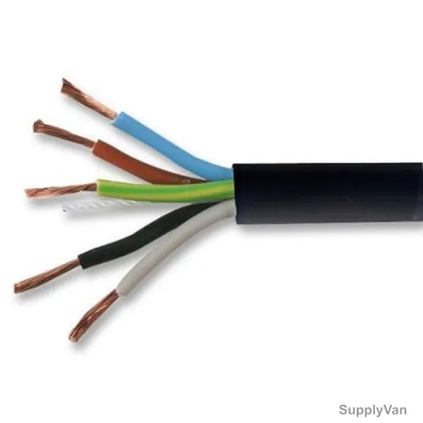 RR Kabel Five Core Cable, PVC, 6MM x 100 Mtrs, Black
