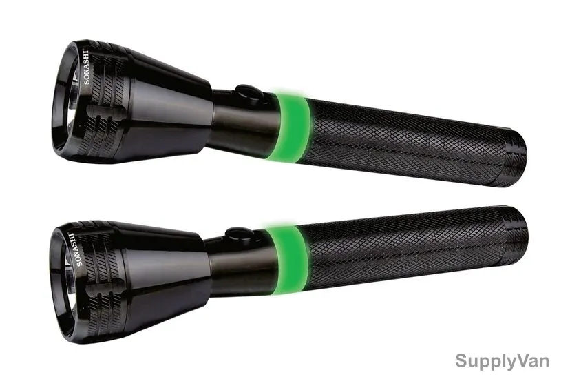 Sonashi Rechargeable LED Flashlight, SLT-1010, 2.4V, 2000mAh, Black, 2 Pcs/Pack