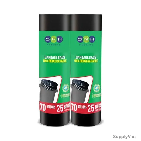 Snh Oxo-Biodegradable Garbage Bag, GB01, 75 Gal, Plastic, Black, 50 Pcs/Pack — image 1