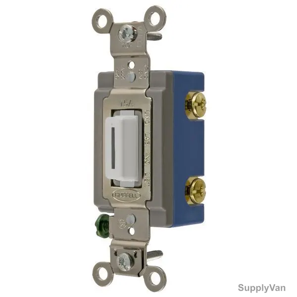 Hubbell 2 Way Toggle Switch, HUBHBL1202LW, 15A, 120-277VAC