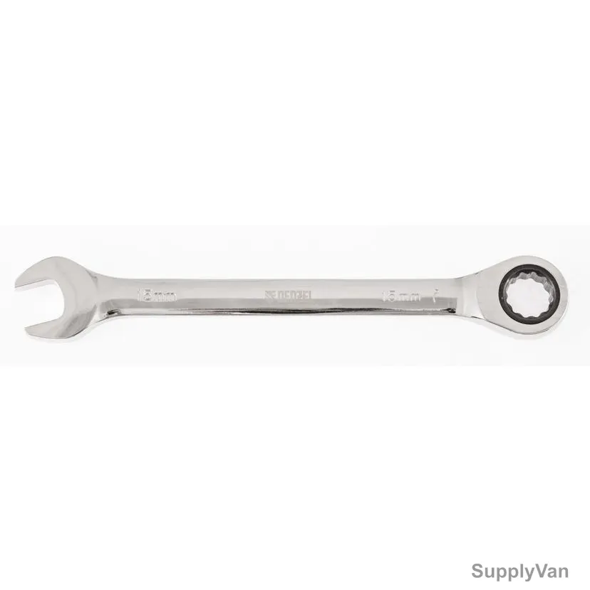Denzel Combination Ratcheting Wrench, 7714808, Metric, 12 Point, 15MM