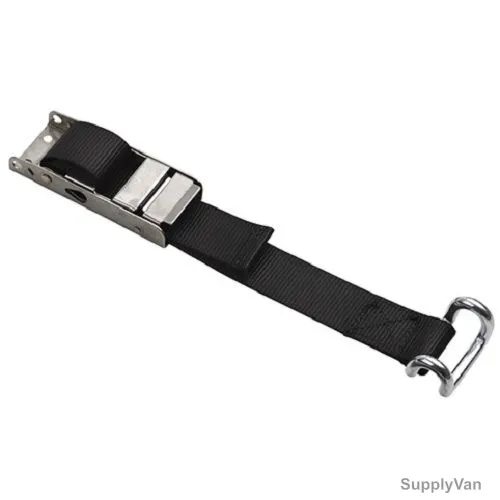 Overcenter Buckle Strap With Flat Hook, Stainless Steel, Black