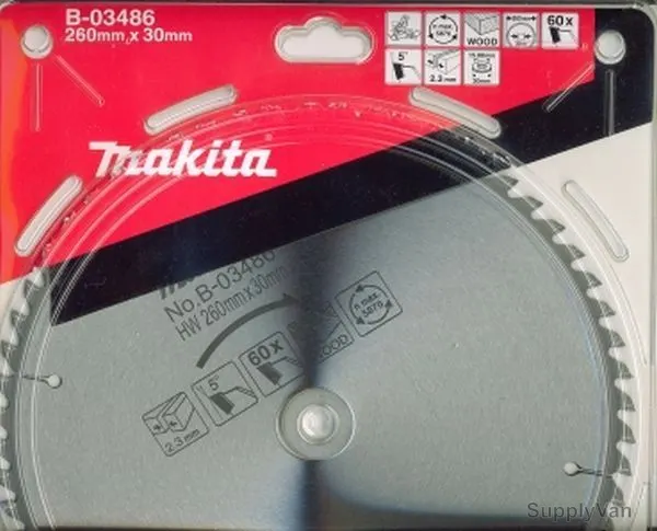 Makita Circular Saw Blade, B-03486, 260x30MM, 60 Teeth