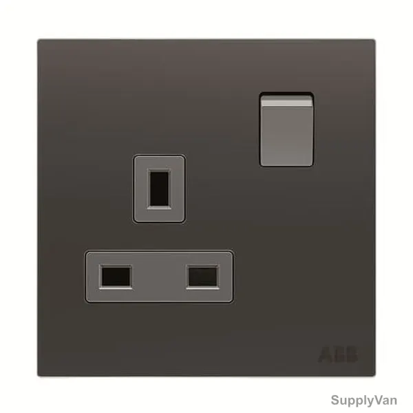 ABB Double Pole Switched Socket, AM23786-SB, Millenium, 1 Gang, 2P, 13A, Silk Black