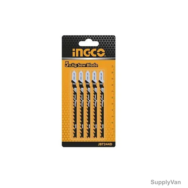 Ingco Jigsaw Blade For Wood, JBT244D, HCS, 6 TPI, 74MM Length, 5 Pcs/Pack