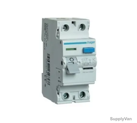 Hager Residual Current Circuit Breaker, CD285Z, 2P, 30mA, 100A