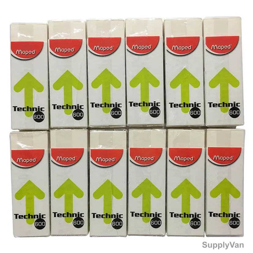 Maped Technic 600 Eraser Set, MDP-VP-085, White, 12 Pcs/Set