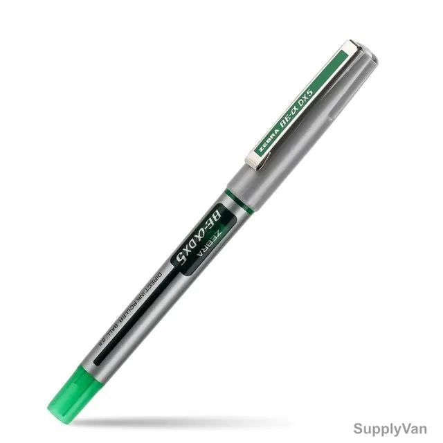 Zebra Roller Ball Pen, BE-a-DX5, Fine Tip, 0.5MM Tip Size, Green, 10 Pcs/Pack