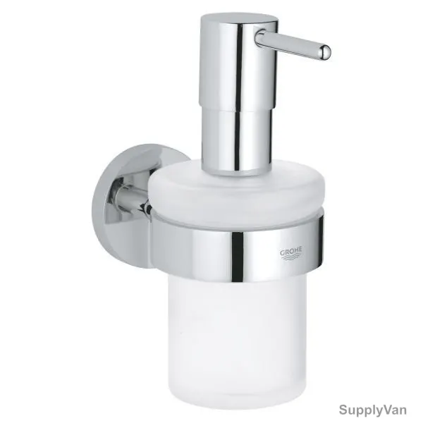 Grohe Soap Dispenser With Holder, 40448001, Essentials, Glass and Metal, 160ML