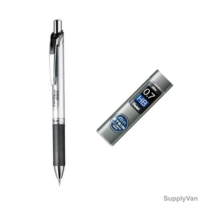 Pentel Mechanical Pencil With Lead, PEP-PACK-039, Energize, 0.7MM, Black, 2 Pcs/Set