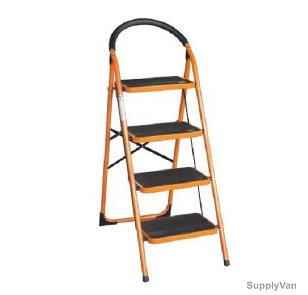 Robustline Step Ladder, 4 Steps, Steel, Orange