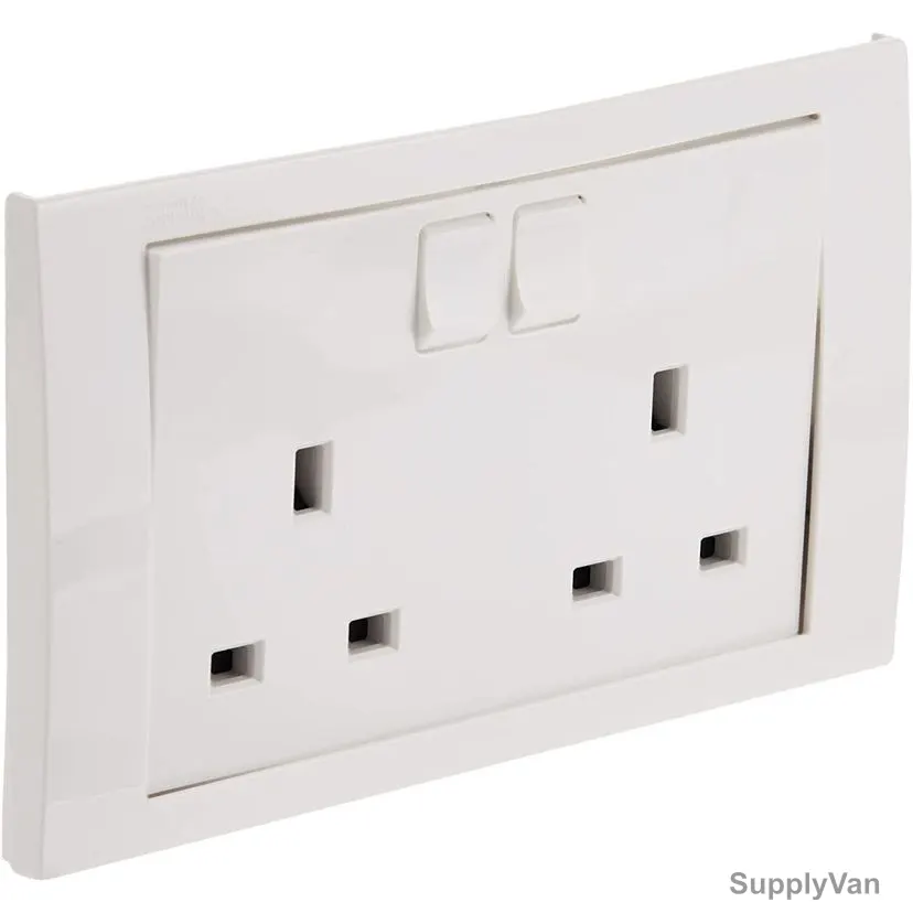 Schneider Electric Twin Gang Switched Socket, KB25, Vivace, 2 Gang, 13A, 250VAC, White — image 1