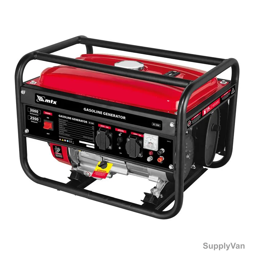 MTX Gasoline Generator, BS-3000, Single Phase, 3000W, Manual Starter, 15 Ltrs Fuel Tank Capacity