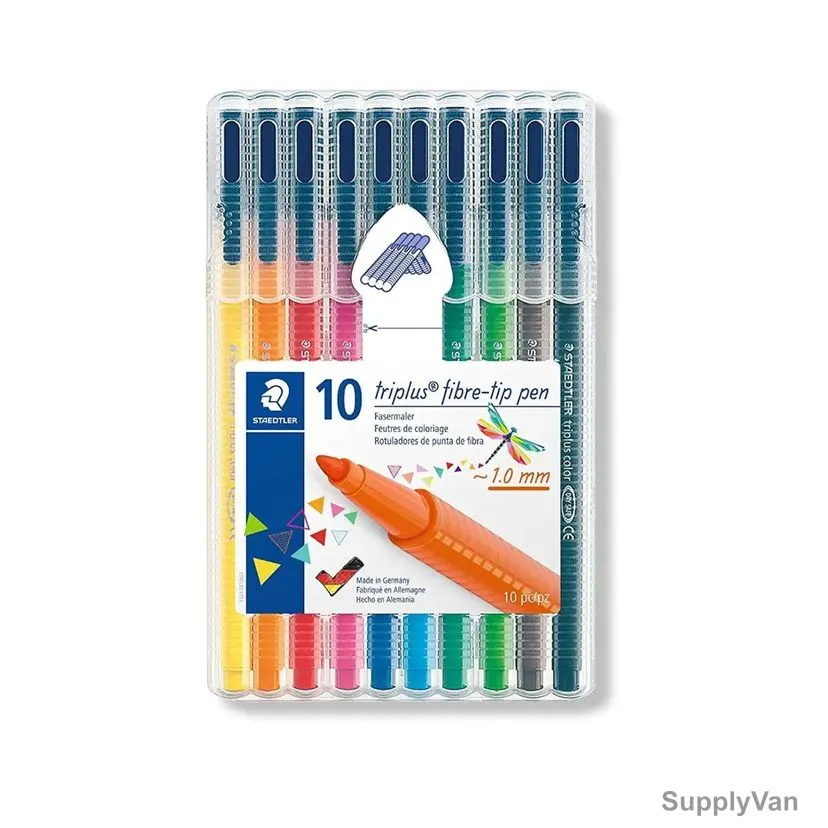 Staedtler Fiber Tip Pen Set, ST-323-SB10, Triplus, 1.0MM Tip, Assorted Colors, 10 Pcs/Set — image 1