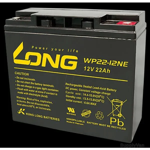 Long Valve Regulated Lead Acid Battery, WP22-12NE, 12V, 22Ah — image 1