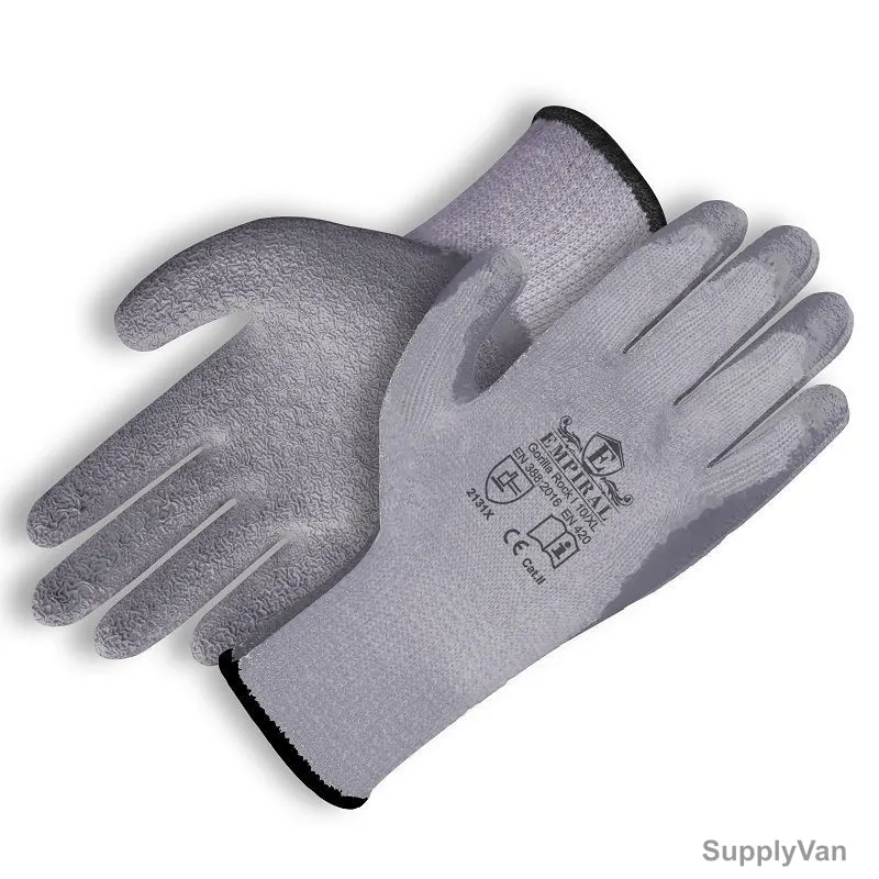 Empiral Latex Palm Coated Gloves, Gorilla Rock I, Polycotton, L, Grey