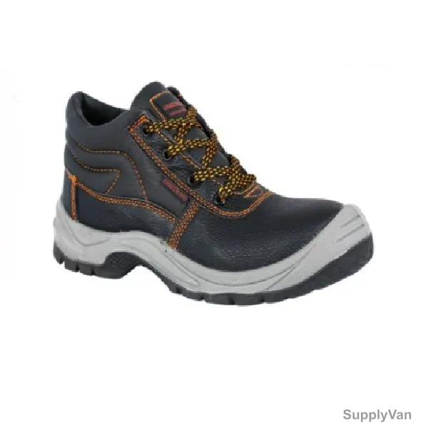 Armstrong High Ankle Safety Shoes, MBR, Steel Toe, Leather, Size38, Black