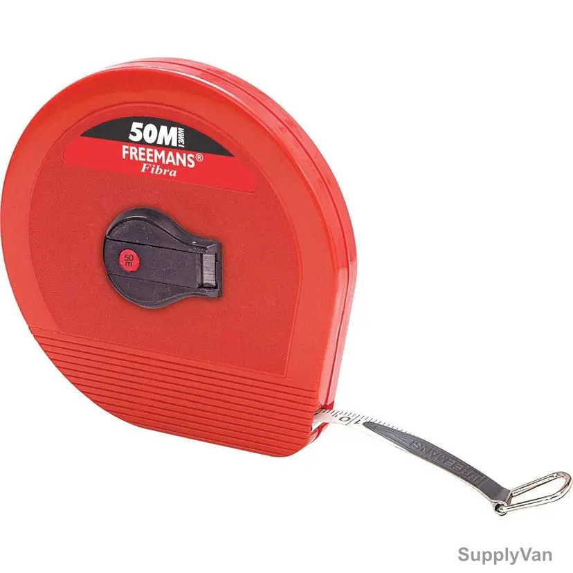Freemans Fibreglass Measuring Tape, FB50, Fibra, 13MM Width x 50 Mtrs Length, Red — image 1