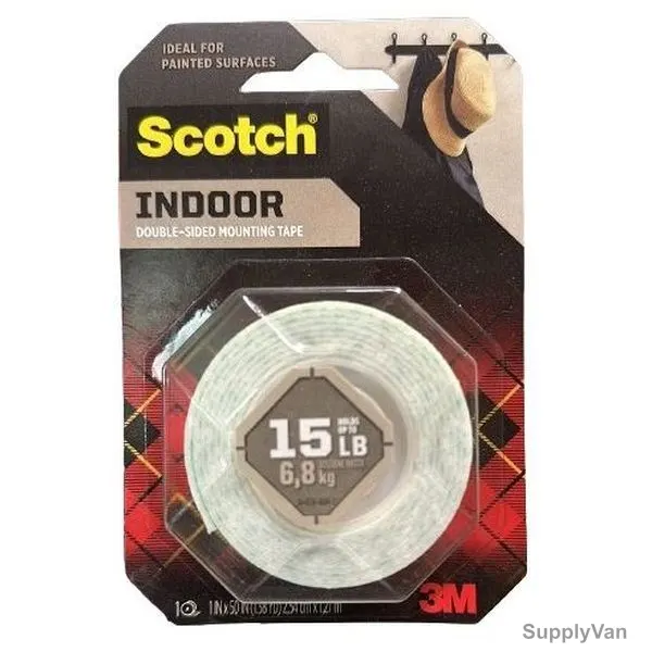 3M Indoor Double Sided Mounting Tape, Scotch, 2.54CM Width x 1.27 Mtrs Length, White