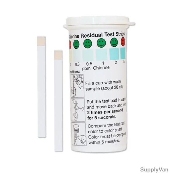 Precision Residual Chlorine Test Strip, CHL-05, 5ppm, 64 x 5MM, PK50 — image 1
