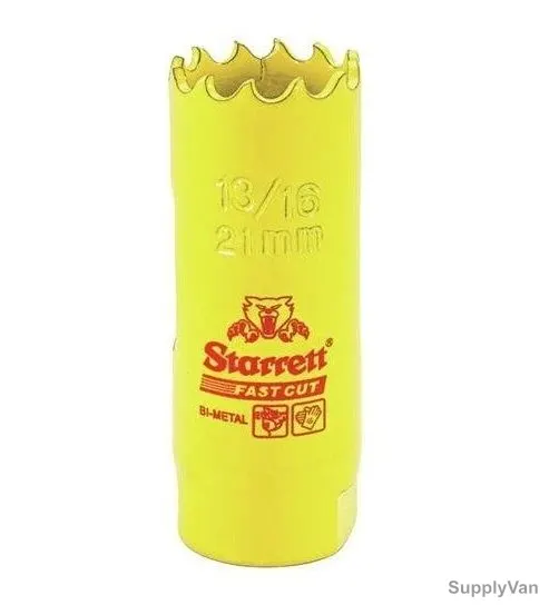 Starrett Hole Saw, FCH1036, High Speed Steel, 21MM, 5.5 TPI, Yellow
