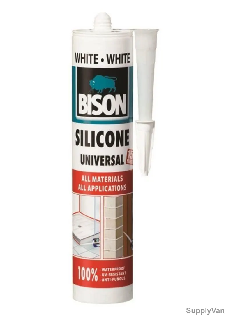 Bison Silicone Sealant, 6306986, Silicone Elastomer, Moisture Resistant, 280ML, White
