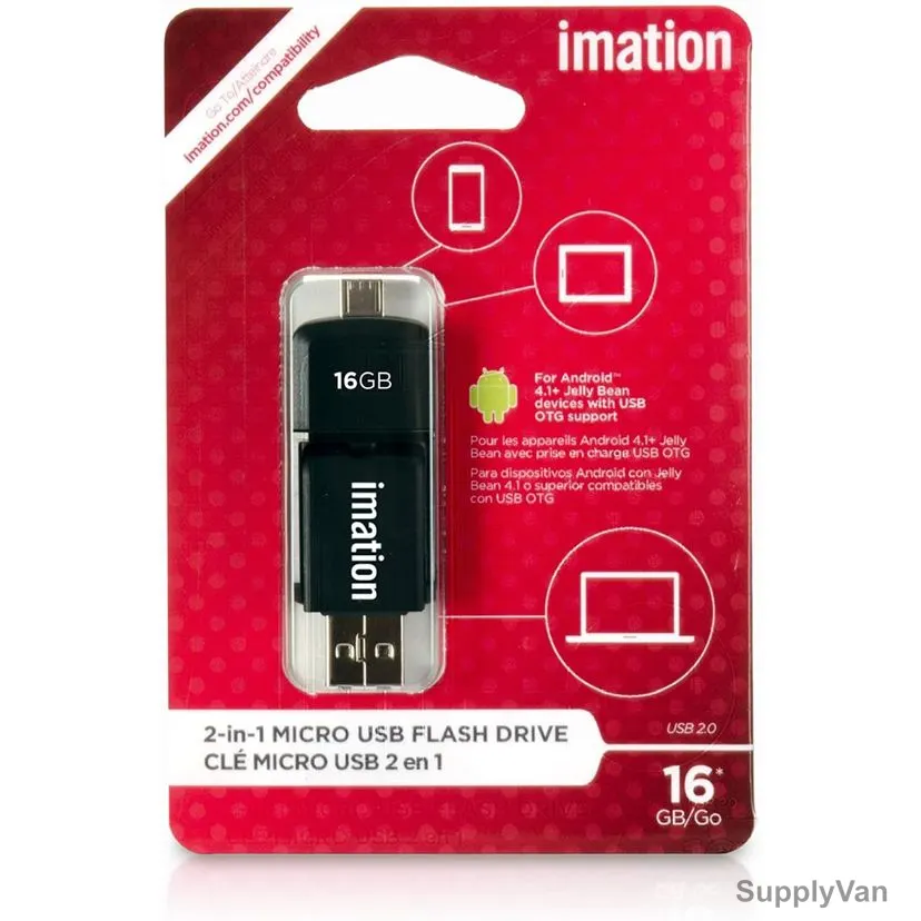 Imation 2-in-1 Micro Flash Drive, IMN-28944, 16 GB, Black — image 1