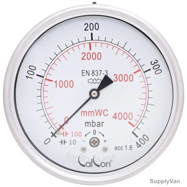 Calcon Capsule Pressure Gauge, CC98D, 100MM, 1/2 Inch, BSP, 0-400 Mbar