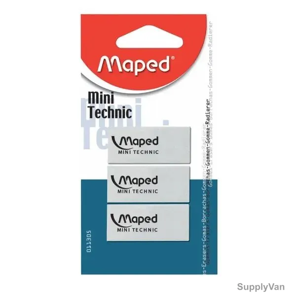 Maped Mini Tecnic Eraser, MD-011305, White, 3 Pcs/Pack