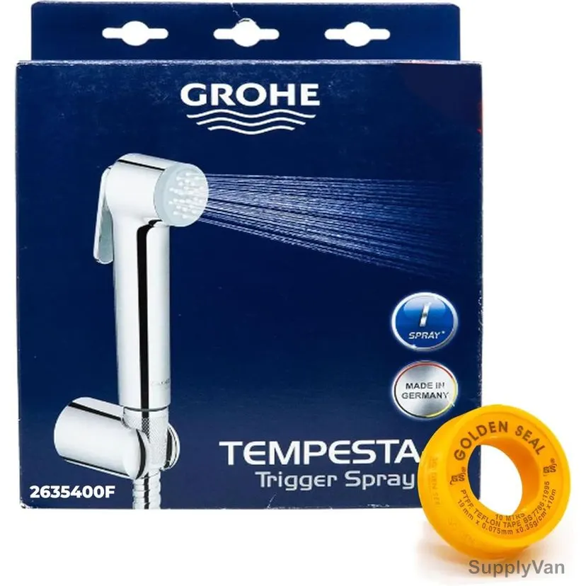 Grohe Tempesta-F Trigger Spray Hand Shower Set With Teflon Tape, 2635400F, 1250MM Hose Length, Chrome — image 1
