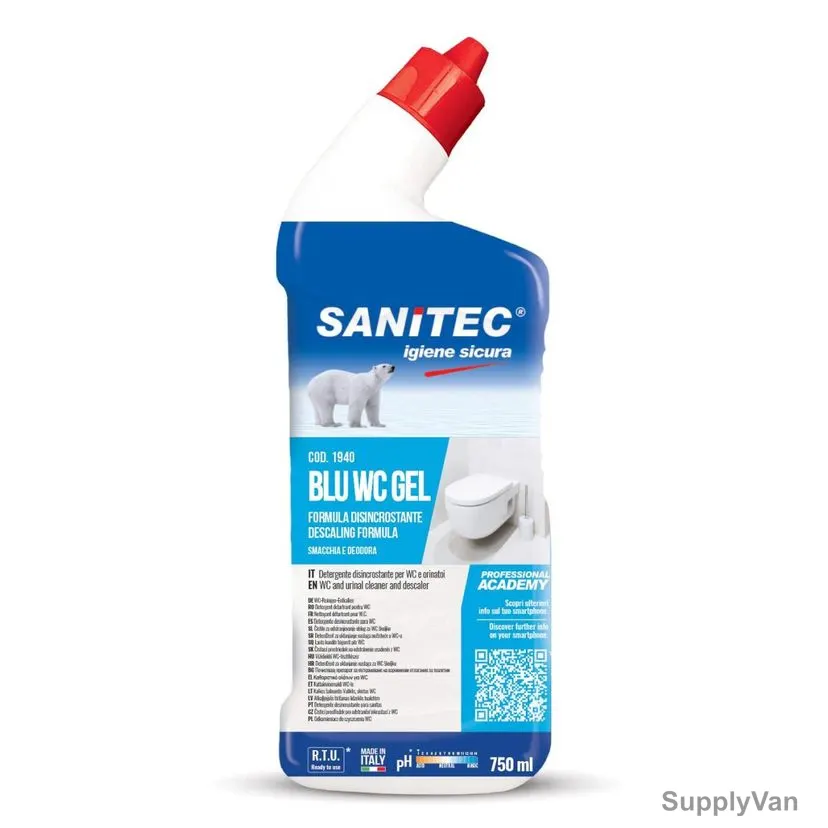 Sanitec Gel-Based WC Cleaner and Descaler, SN24-750, 750ML, Clear