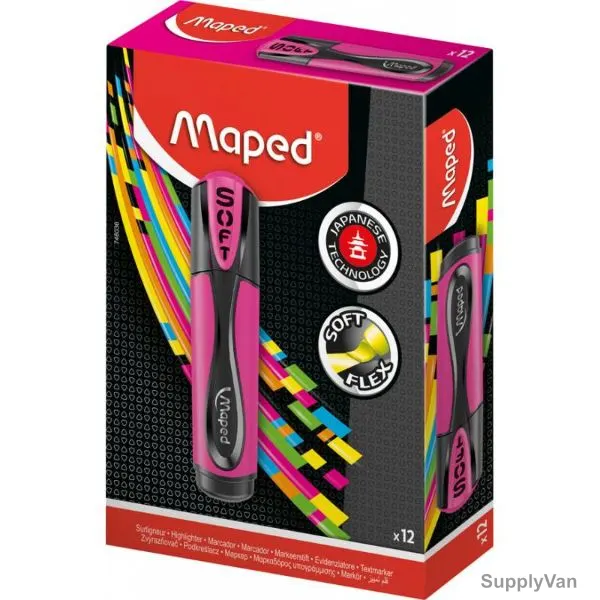 Maped Soft Flex Highlighter, MD-746036, Pink, 12 Pcs/Pack