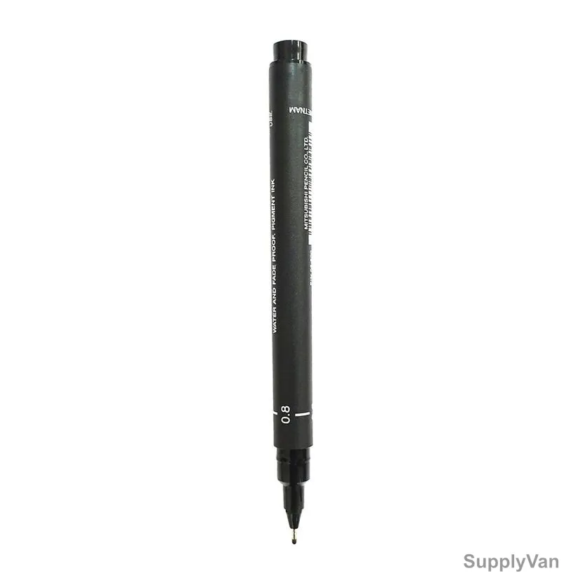 Uni-Ball Fine Line Marker, PIN200-08-BK, Uni-Pin, 0.8MM Tip, Black, 12 Pcs/Pack