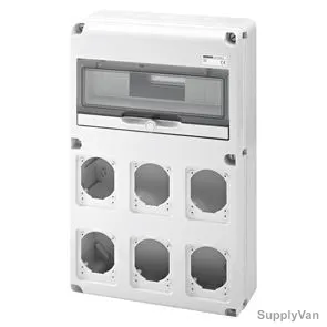Gewiss Distribution Board, GW68008N, IP65, c/w 6 Flanges, 14 Modules