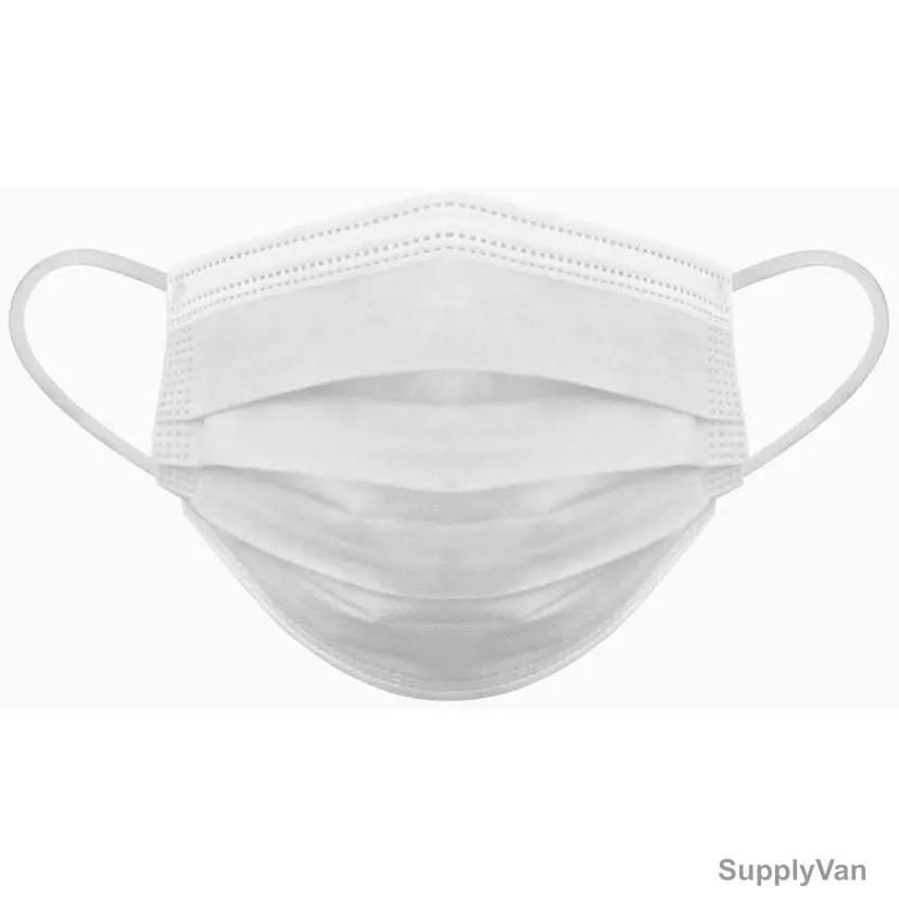 Disposable Face Mask, Non-Woven, 3 Layer, White, 20 Pcs/Pack