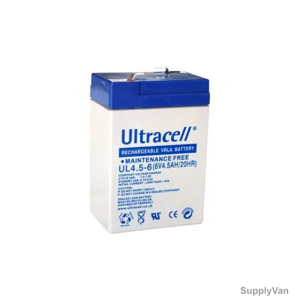 Ultracell VRLA Battery, UL4.5-6, 6V, 4.5A