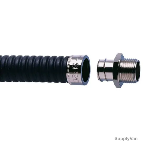 Adaptaflex Conduit Fitting With Locknut, SP25-M25-AC-plus-LNB-M25, Brass, 25MM, Black