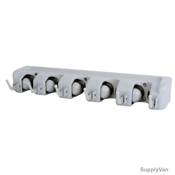Decdeal Mop and Broom Holder, PP and TPR, 5 Positions, 6 Hooks, Grey — image 1