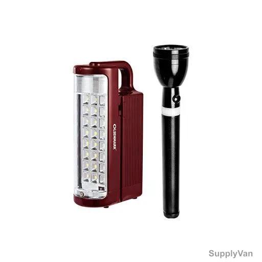 Olsenmark LED Flashlight With Emergency Lantern, OMEFL2756, 2000 Mtrs Beam Distance, Black/Red