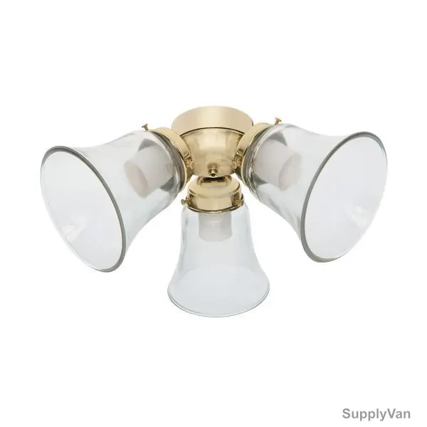 Hunter Flush Mount, 24312, 3 Light, 170MM, Bright Brass — image 1