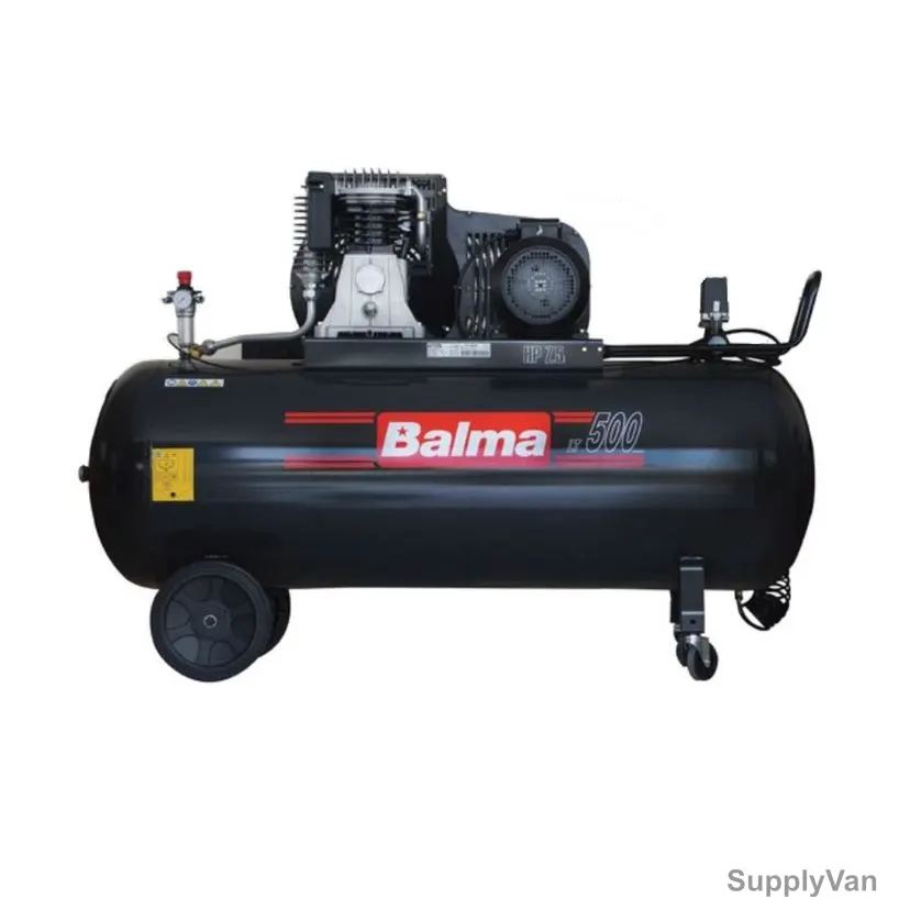 Balma Air Compressor, BAL-B6000-500CT7-5, 3 Phase, 2-Stage, 7.5 HP, 11 Bar, 500 Ltrs